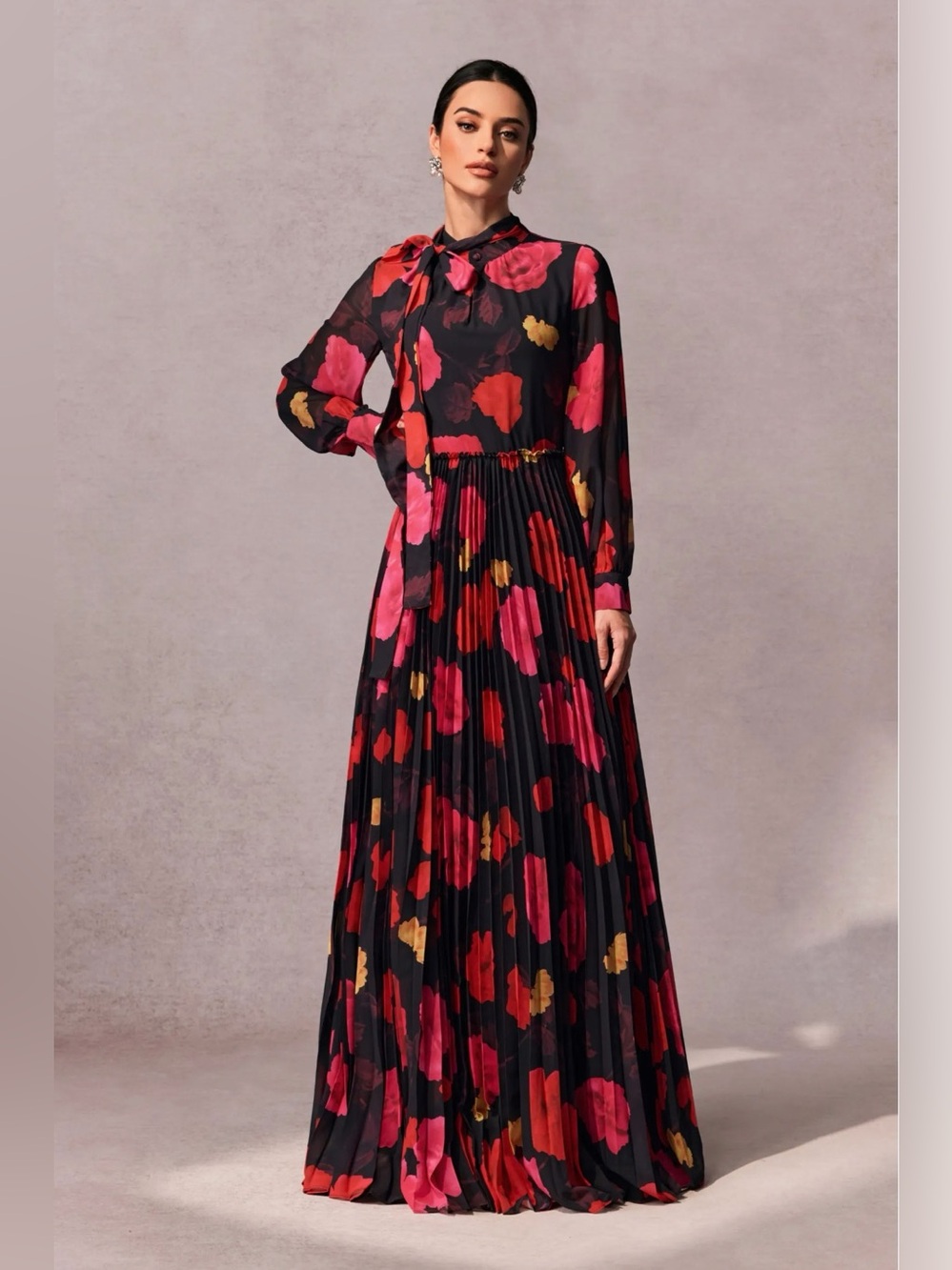 NWT black and red floral dress